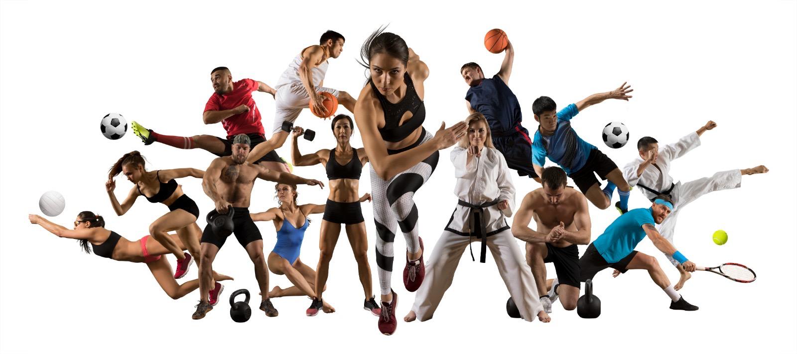 Collage aus Athletinnen und Athleten verschiedener Sportarten